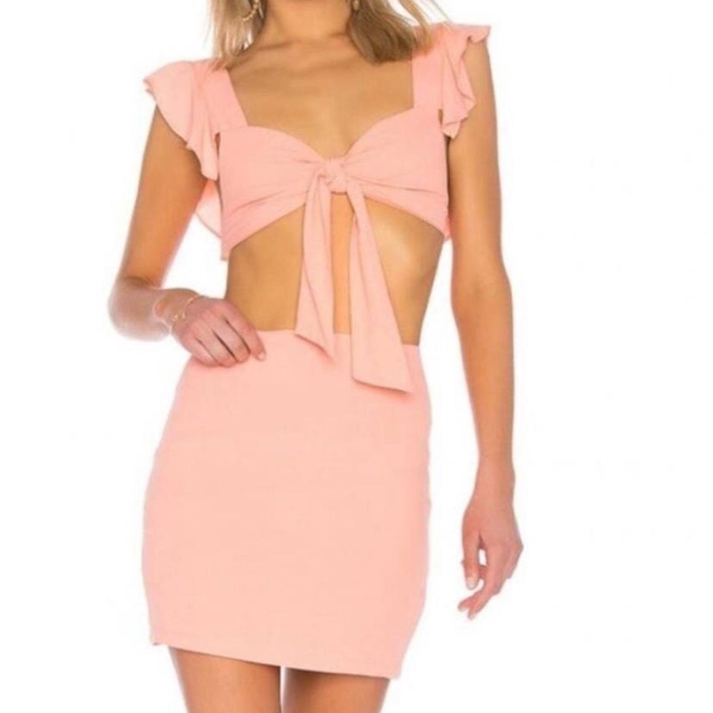 Revolve by the way. Women L Peach Crop Top Skirt Goldie Ruffle Set